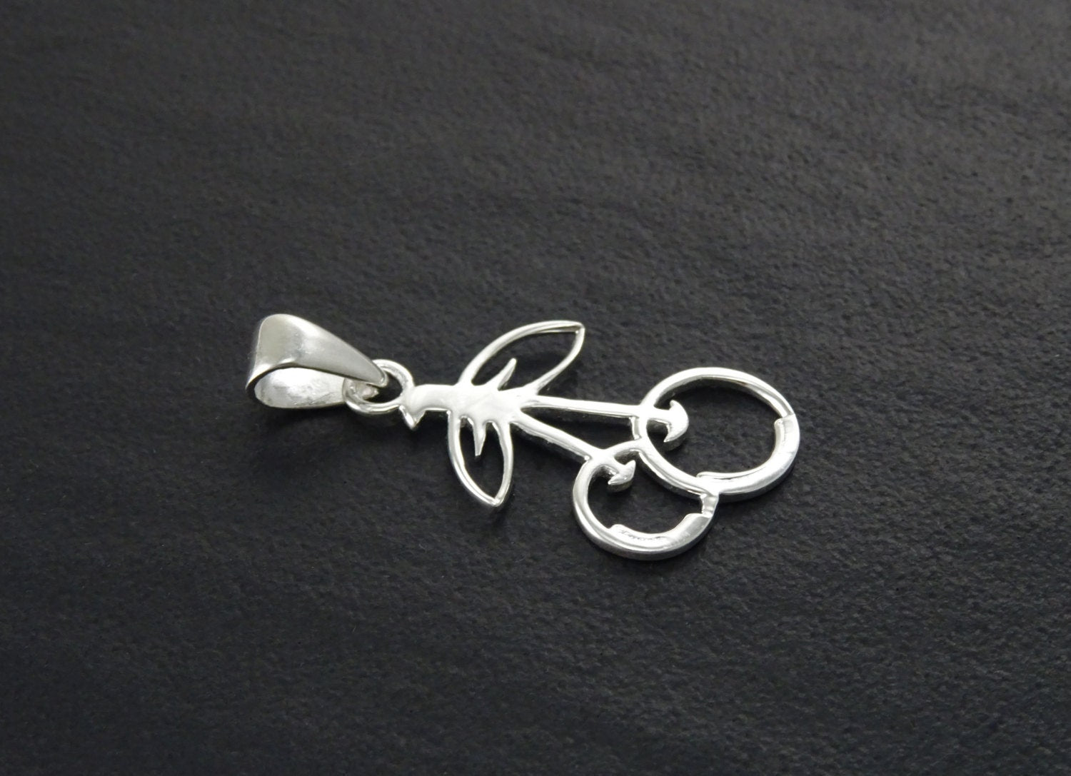 Cherry Pendant, Sterling Silver, Nature Jewelry, Cherries Necklace, Fruit Jewelry, Gift Idea. Filigree Pendant