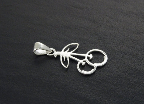 Cherry Pendant, Sterling Silver, Nature Jewelry, Cherries Necklace, Fruit Jewelry, Gift Idea. Filigree Pendant
