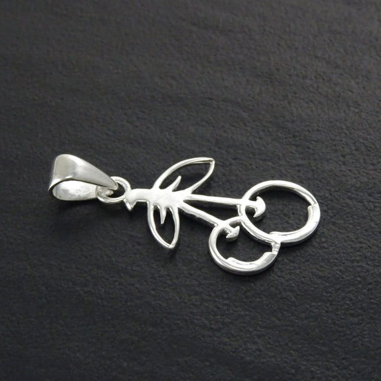 Cherry Pendant, Sterling Silver, Nature Jewelry, Cherries Necklace, Fruit Jewelry, Gift Idea. Filigree Pendant