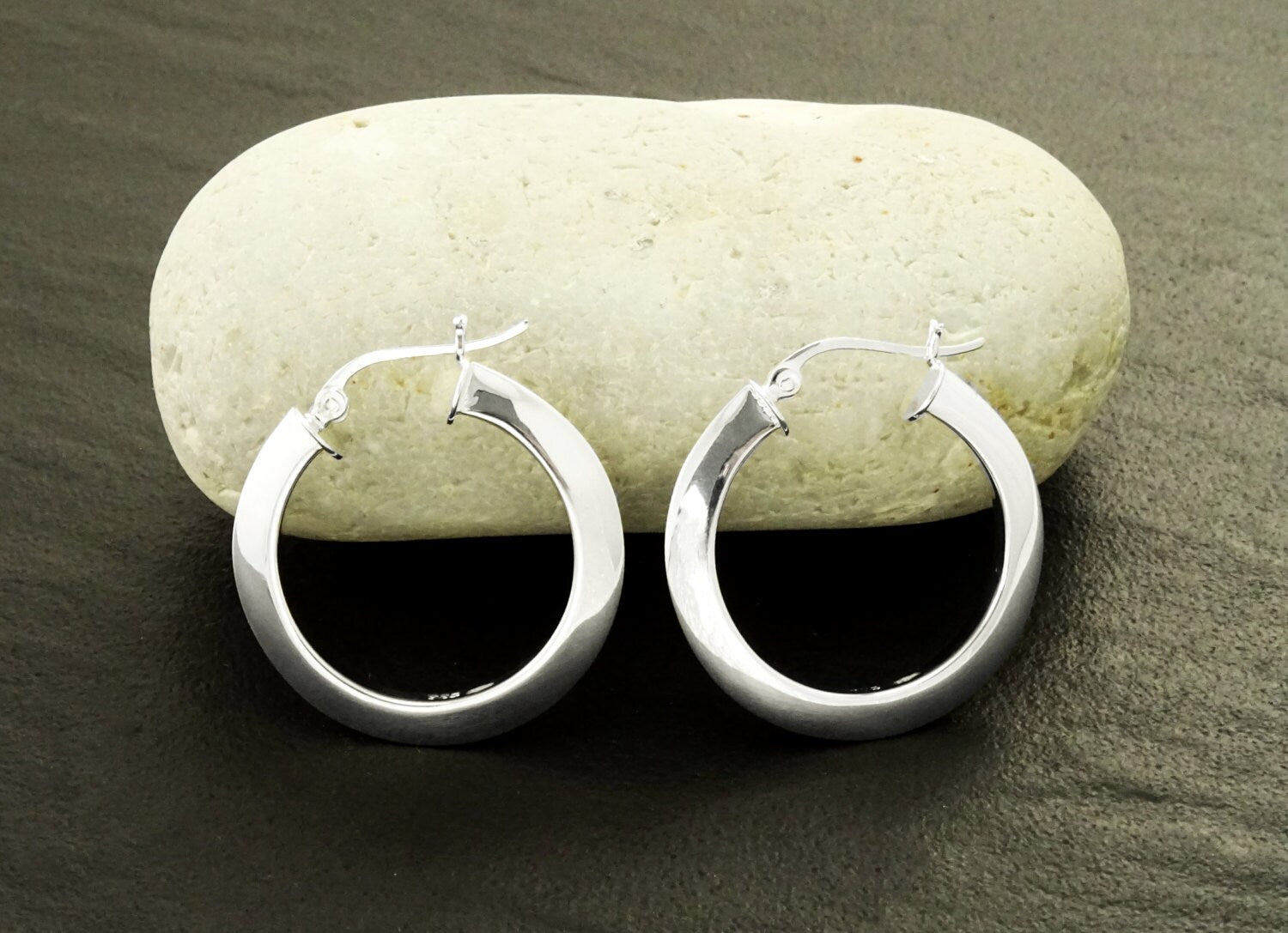 Modern Hoops Earrings, Sterling Silver 925, Large Round Hoop Earrings, Modern Hoop Wire, French Lock Hoops, Elegant Girl Women Hoop Gift