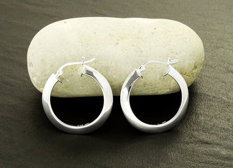 Modern Hoops Earrings, Sterling Silver 925, Large Round Hoop Earrings, Modern Hoop Wire, French Lock Hoops, Elegant Girl Women Hoop Gift