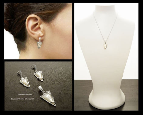 White Triangle Earrings, Sterling Silver, Modern Geometric Stone Jewelry, Genuine Mother of Pearl Shell, Women Gift, Point Earrings