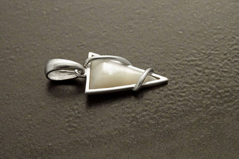 White Triangle Pendant, Sterling Silver, GENUINE White Mother of Pearl Shell, Geometric Style Necklace, Modern Jewelry