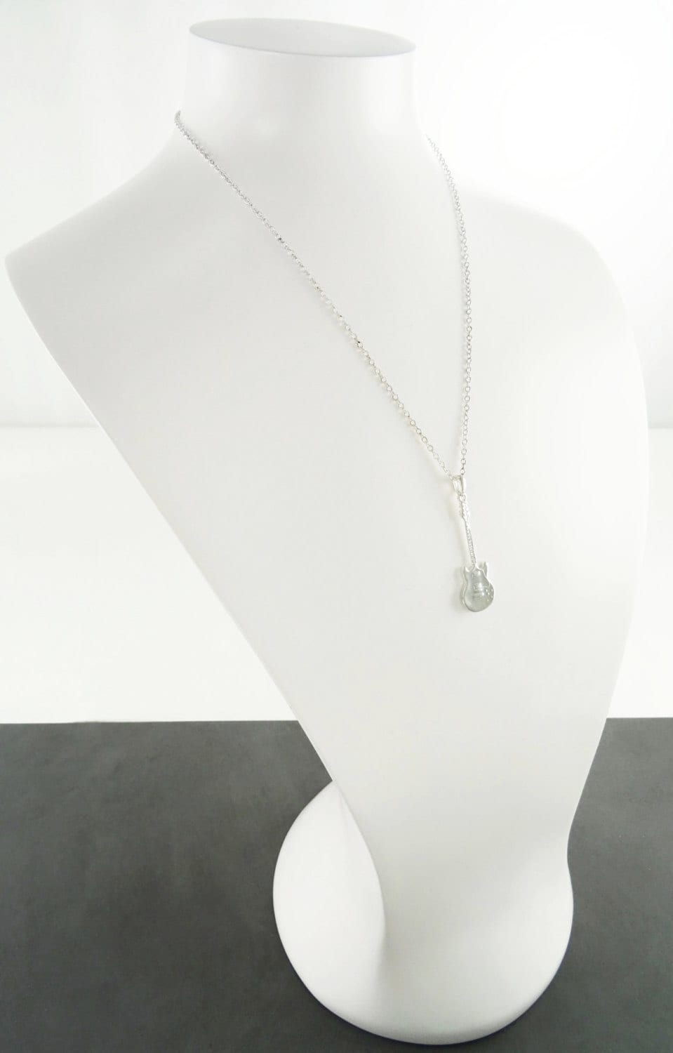 Guitar Pendant, Sterling Silver, Musician Rock Guitarist Jewelry, Electric Bass Guitar Necklace, Gift for Music Player,
