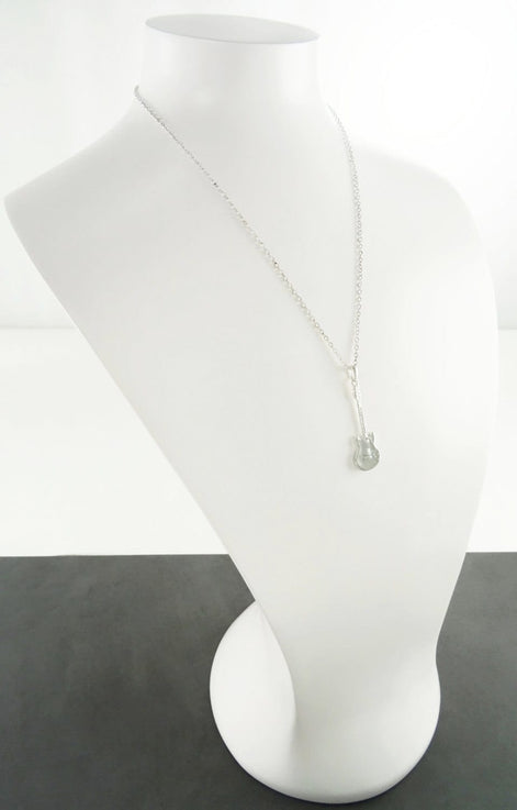 Guitar Pendant, Sterling Silver, Musician Rock Guitarist Jewelry, Electric Bass Guitar Necklace, Gift for Music Player,