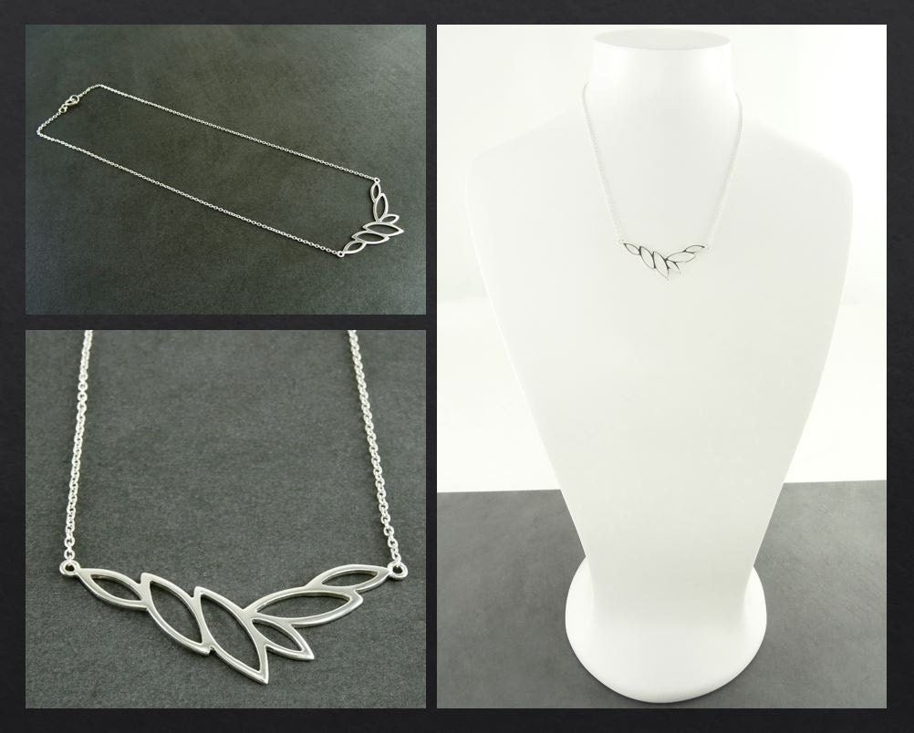 Leaves collar, Sterling Silver 925, Horizontal, Leaf Skeleton Necklace, Organic Nature gift for Woman, Jewelry, Foliage Choker,
