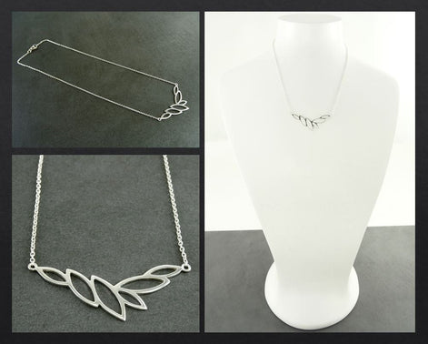 Leaves collar, Sterling Silver 925, Horizontal, Leaf Skeleton Necklace, Organic Nature gift for Woman, Jewelry, Foliage Choker,