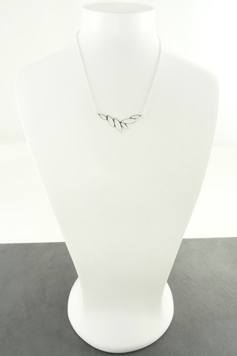 Leaves collar, Sterling Silver 925, Horizontal, Leaf Skeleton Necklace, Organic Nature gift for Woman, Jewelry, Foliage Choker,