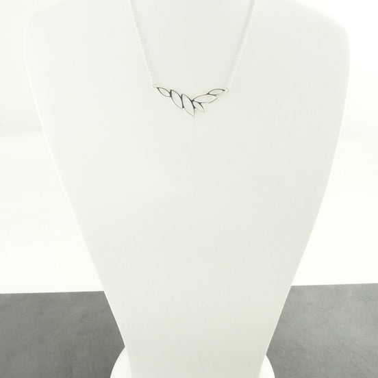 Leaves collar, Sterling Silver 925, Horizontal, Leaf Skeleton Necklace, Organic Nature gift for Woman, Jewelry, Foliage Choker,