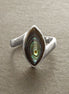 Abalone Bypass Ring - Paua Shell Ring, Sterling Silver, Oval Ring, Genuine Abalone, green blue color, oval stone, Almond shape, oval stone