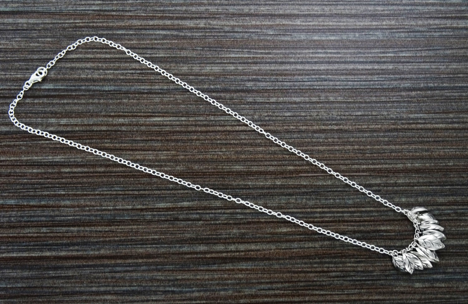 Leaves Necklace, Sterling Silver, nature inspired collar, handcrafted foliage design, woman gift