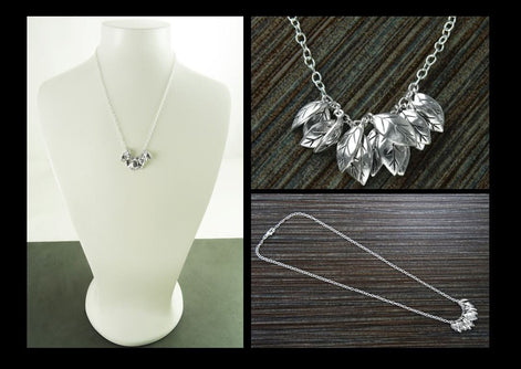Leaves Necklace, Sterling Silver, nature inspired collar, handcrafted foliage design, woman gift