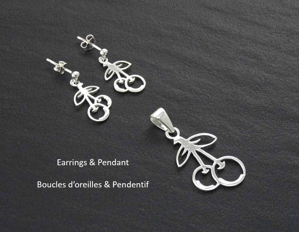 Trend Cherry Fruit Earrings Sterling Silver, Symbol of will, tenderness. Cherries Jewelry, Symbolic of abundance, Trend Gift for Her.