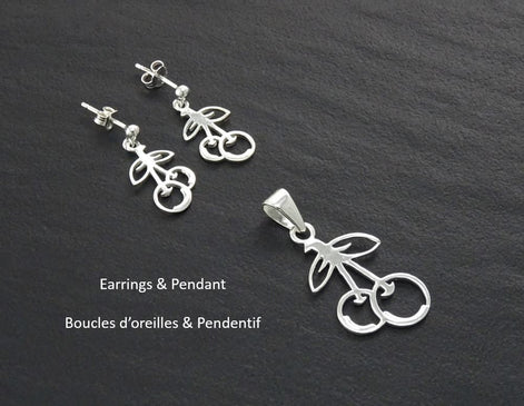 Trend Cherry Fruit Earrings Sterling Silver, Symbol of will, tenderness. Cherries Jewelry, Symbolic of abundance, Trend Gift for Her.