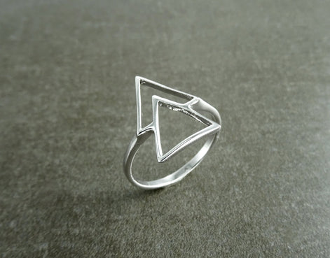 925 Sterling Silver Triangle Ring • Minimalist Geometric Band • Symbolic Jewelry