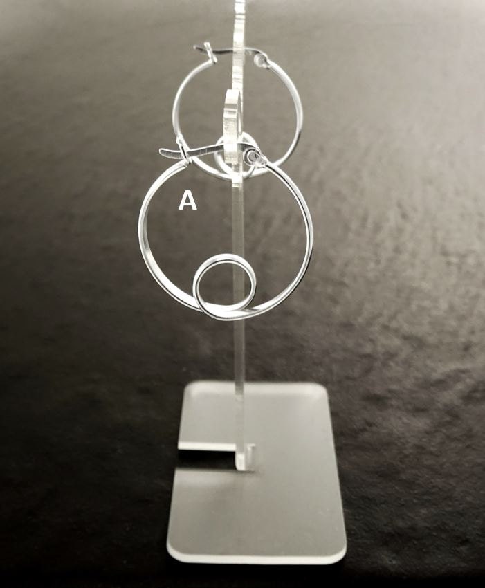 Sterling Silver Hoop Earrings, Swirl Design, Handmade