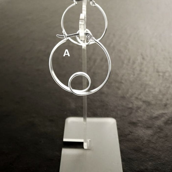Sterling Silver Hoop Earrings, Swirl Design, Handmade