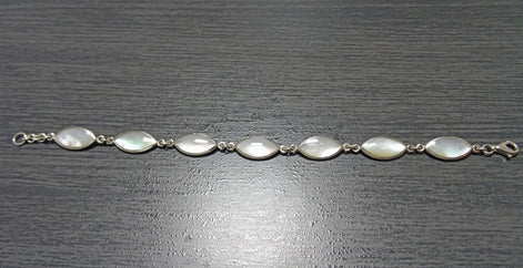 White Mother-of-Pearl Bracelet • 925 Sterling Silver • Minimalist Fine Jewelry