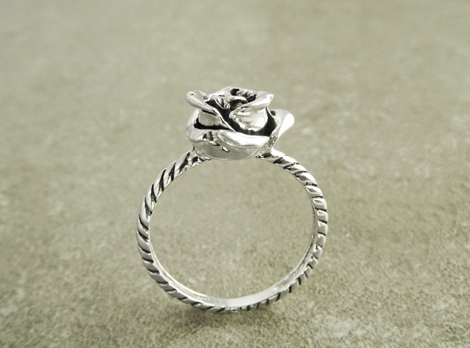 Rose Blossom Ring, Sterling Silver, Romantic Rose Flower, Engagement Ring, Handmade Rosebud Ring, Promise Jewelry, Valentine's Day Gifts