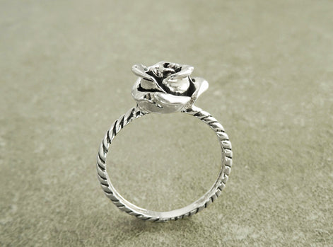 Rose Blossom Ring, Sterling Silver, Romantic Rose Flower, Engagement Ring, Handmade Rosebud Ring, Promise Jewelry, Valentine's Day Gifts