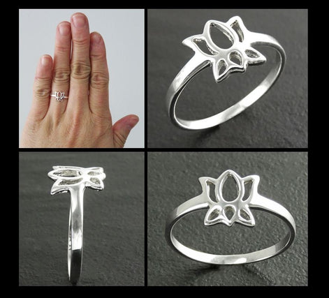 Flower Ring Sterling Silver, Dainty Lotus Ring, Lotus Zen Ring, Blooming Lotus Flower, Meditation ring, Namaste yoga jewelry, yoga Spiritual