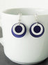 Purple Blue Stone Earrings, Violet Colour Discs, Sterling Silver 925,Geometric Round Circle Earrings, Modern Minimalist Dangle Earrings
