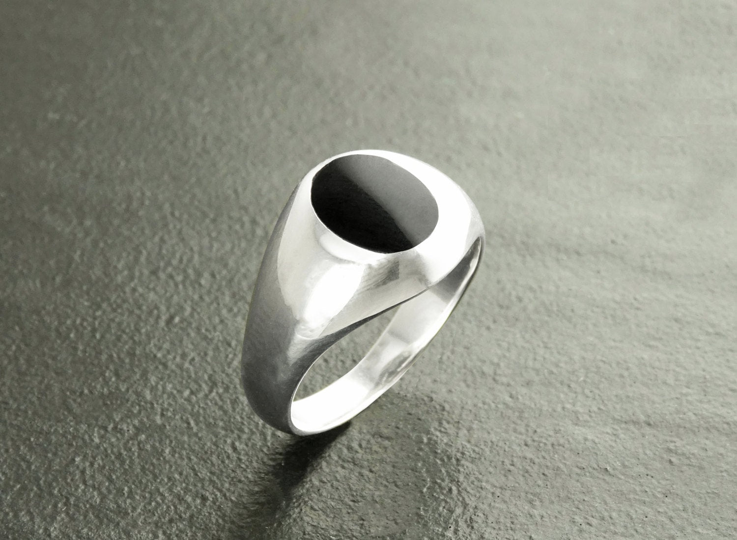 Onyx Signet Ring, Sterling Silver, Oval Black Gemstone, Vintage Spirit Ring