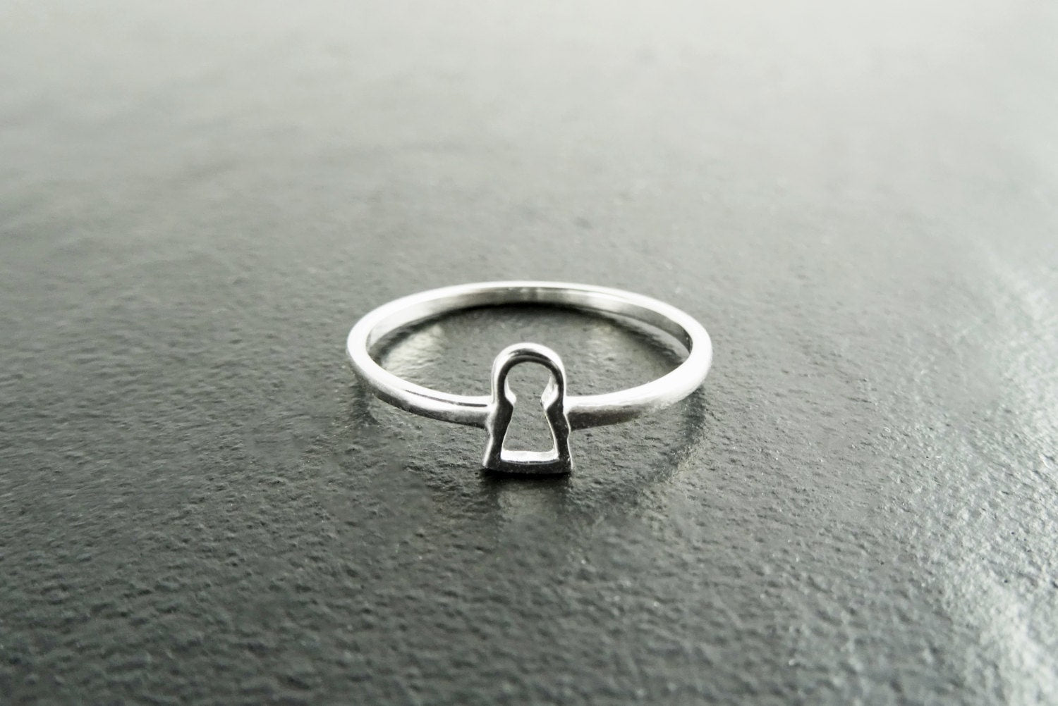 Dainty Keyhole Ring, Tiny Lock Ring, Sterling Silver, Girls Purity Ring, Promise Band Ring, True Love Waits Ring, Best Friends Secret Ring