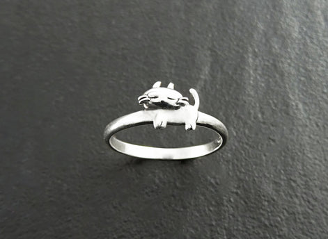 Cat Ring, Sterling Silver, Cat Midi Ring, Kitty Ring, Dainty Kitty Ring, Feline Ring, Pet Jewelry, kitty jewelry, Pussy Cat Ring, Moggy Ring