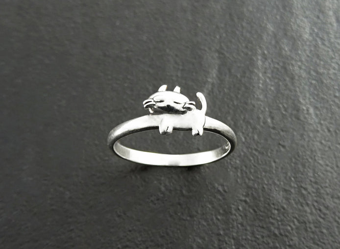 Cat Ring, Sterling Silver, Cat Midi Ring, Kitty Ring, Dainty Kitty Ring, Feline Ring, Pet Jewelry, kitty jewelry, Pussy Cat Ring, Moggy Ring