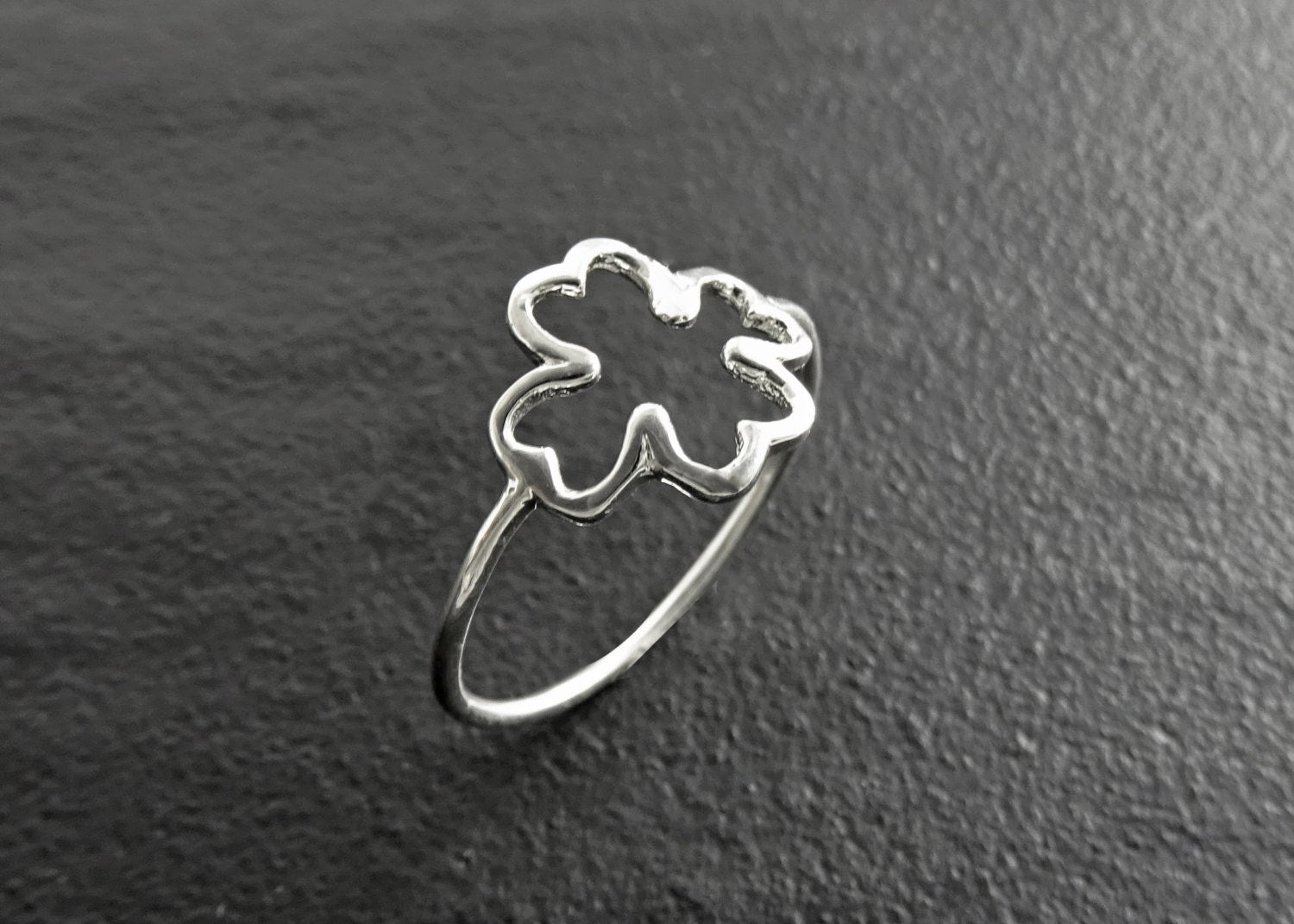 Clover Ring, Sterling Silver, Open Shamrock, Lucky Four Leaf, Trefoil Clover Leaf Ring brings good luck, Irish Saint Patrick's Day Gifts