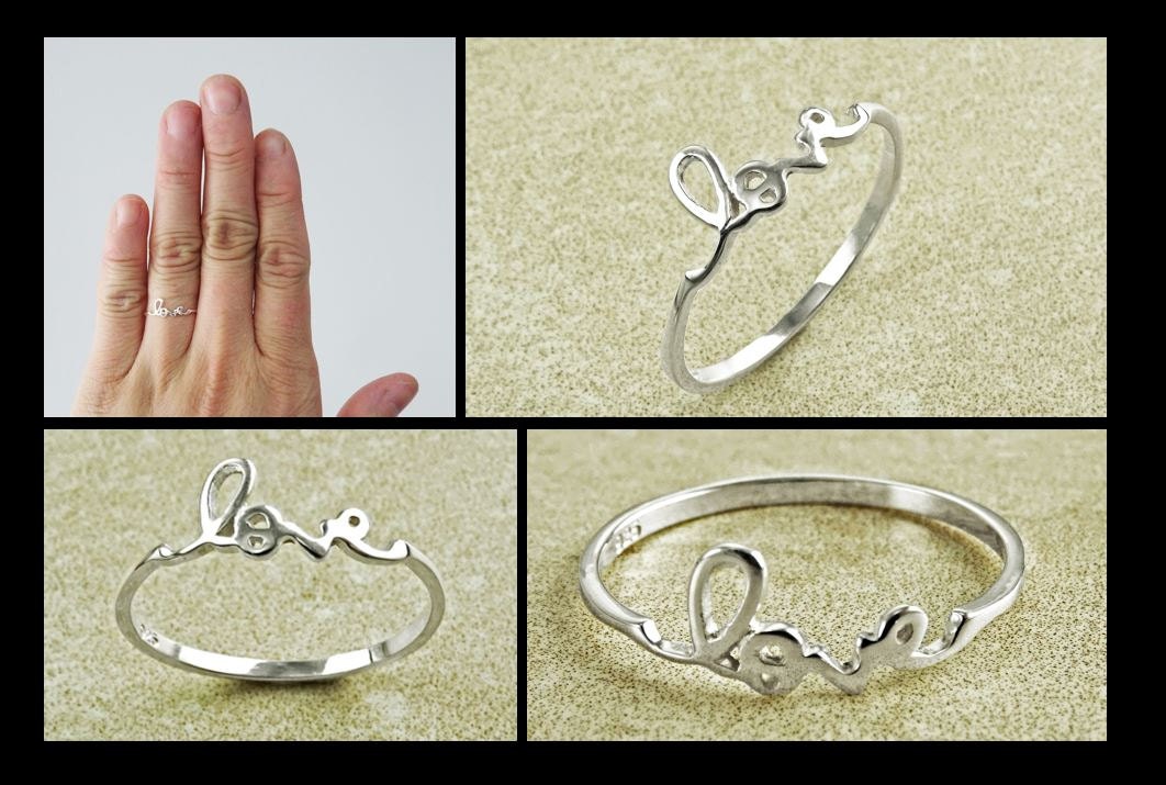 Love Ring, Sterling Ring, Dainty Engraved Writing Script Love Ring, Lovers Jewelry, Promise Ring, Thin Stackable Ring, Valentine's Day Gifts