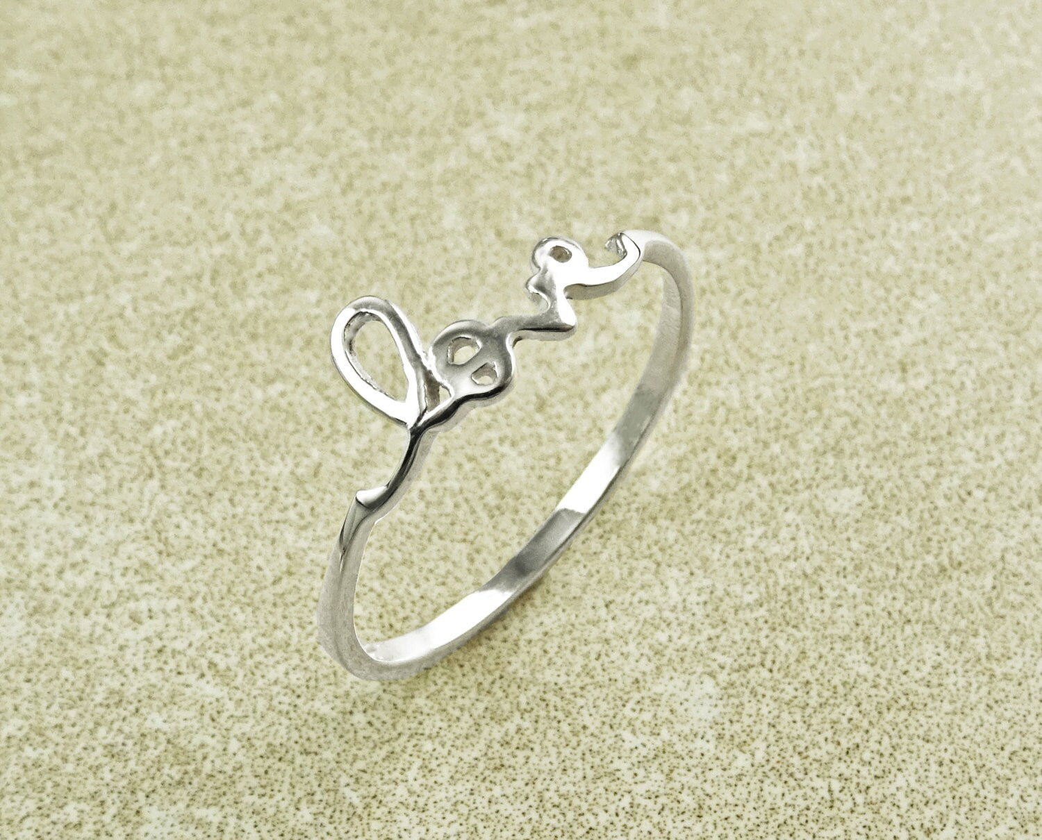 Love Ring, Sterling Ring, Dainty Engraved Writing Script Love Ring, Lovers Jewelry, Promise Ring, Thin Stackable Ring, Valentine's Day Gifts