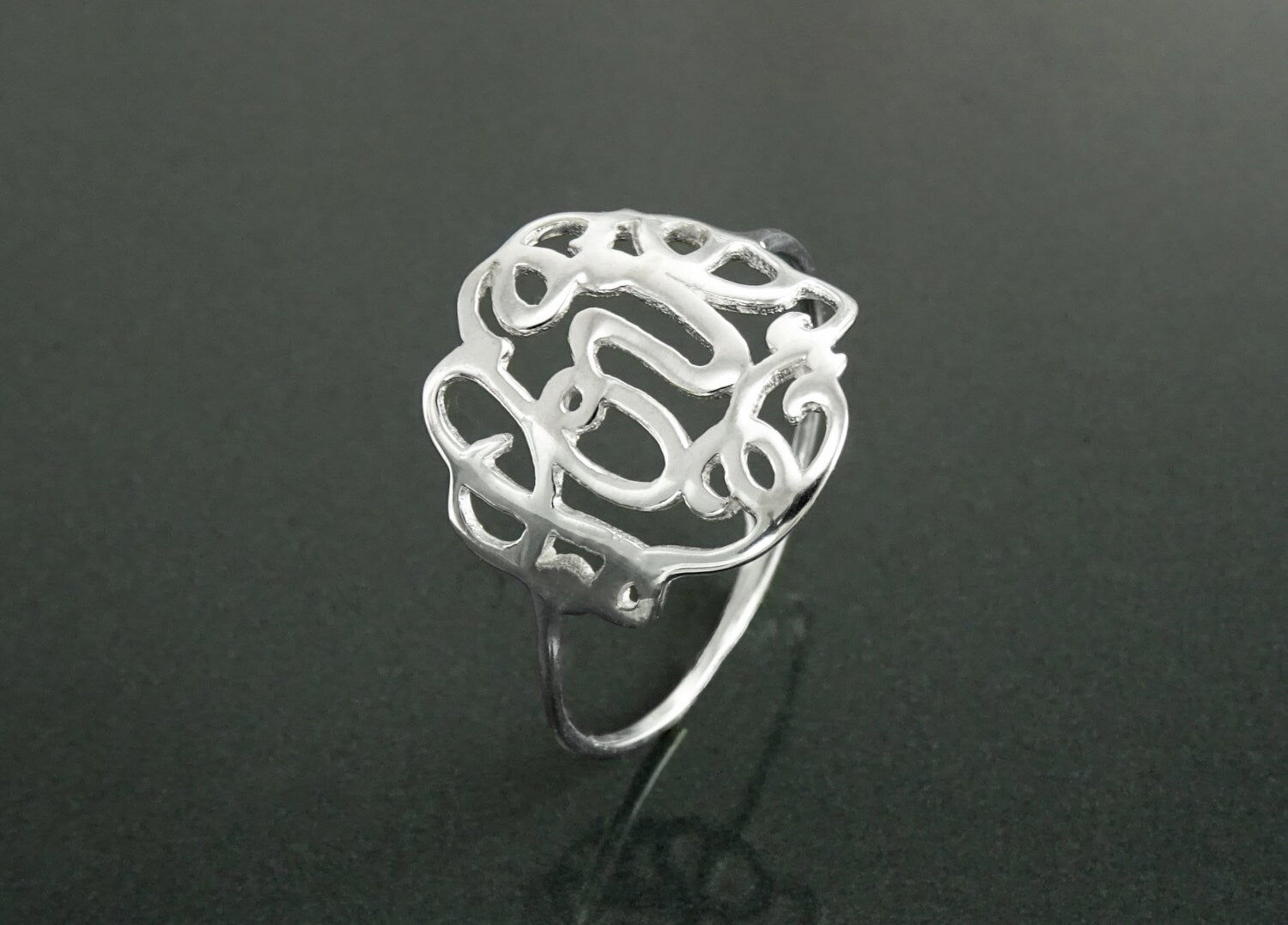 Promise Ring, Sterling Silver, Script Writing Love Ring, Loving Filigree charm, Friendship Ring, Thin Ring, Valentine's Day Lover Gift