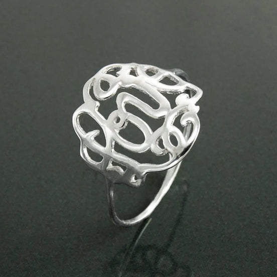 Promise Ring, Sterling Silver, Script Writing Love Ring, Loving Filigree charm, Friendship Ring, Thin Ring, Valentine's Day Lover Gift