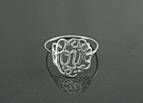 Promise Ring, Sterling Silver, Script Writing Love Ring, Loving Filigree charm, Friendship Ring, Thin Ring, Valentine's Day Lover Gift