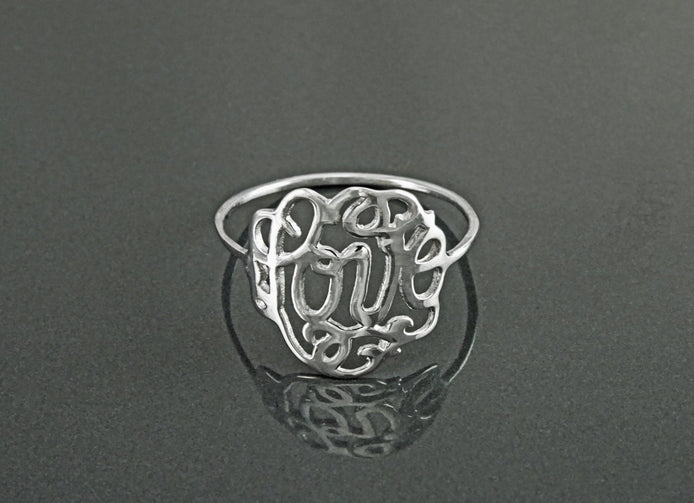 Promise Ring, Sterling Silver, Script Writing Love Ring, Loving Filigree charm, Friendship Ring, Thin Ring, Valentine's Day Lover Gift