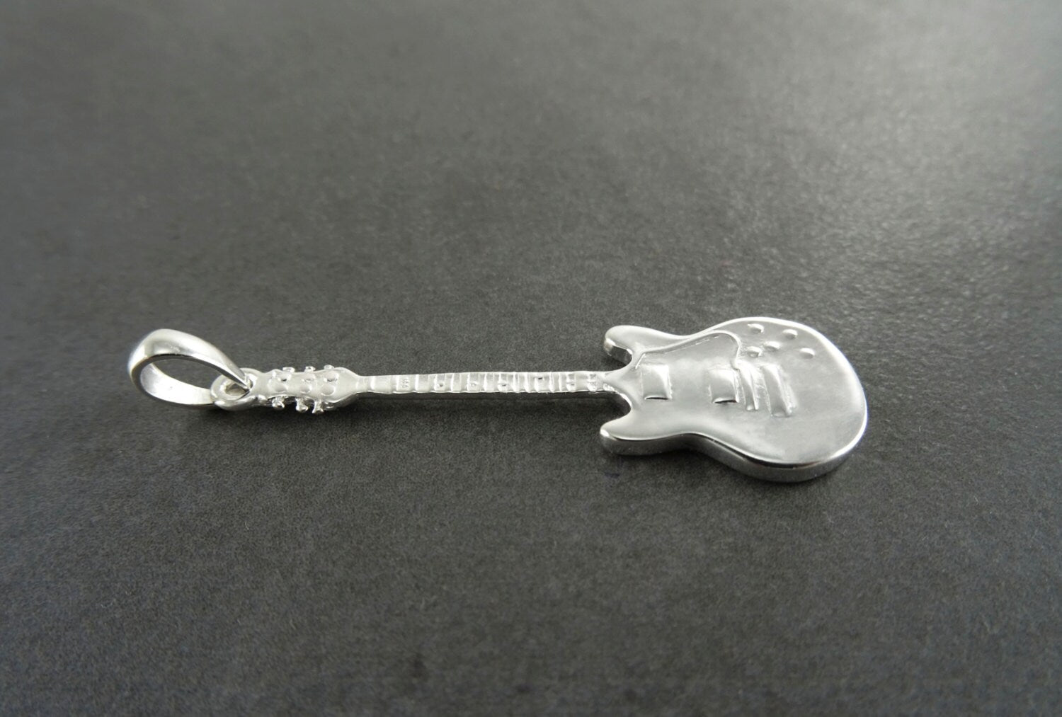 Guitar Pendant, Sterling Silver, Musician Rock Guitarist Jewelry, Electric Bass Guitar Necklace, Gift for Music Player,