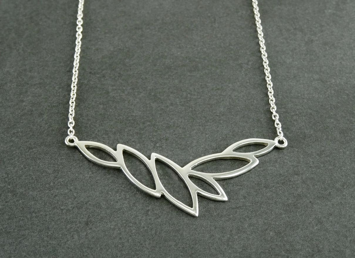Leaves collar, Sterling Silver 925, Horizontal, Leaf Skeleton Necklace, Organic Nature gift for Woman, Jewelry, Foliage Choker,