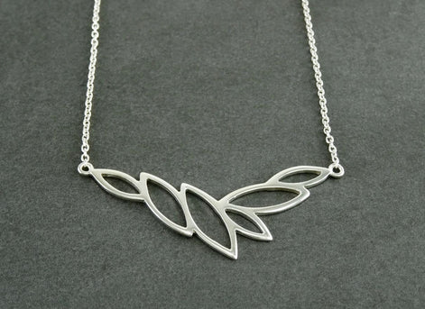 Leaves collar, Sterling Silver 925, Horizontal, Leaf Skeleton Necklace, Organic Nature gift for Woman, Jewelry, Foliage Choker,