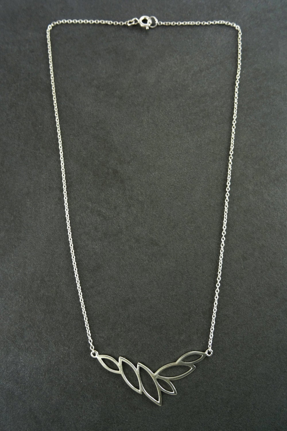 Leaves collar, Sterling Silver 925, Horizontal, Leaf Skeleton Necklace, Organic Nature gift for Woman, Jewelry, Foliage Choker,