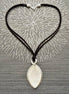 Leaf Necklace, Genuine White Mother of Pearl, Sterling Silver Pendant, Black Leather, Veins Laurel Leaf, Nature Jewelry Autumn Branch