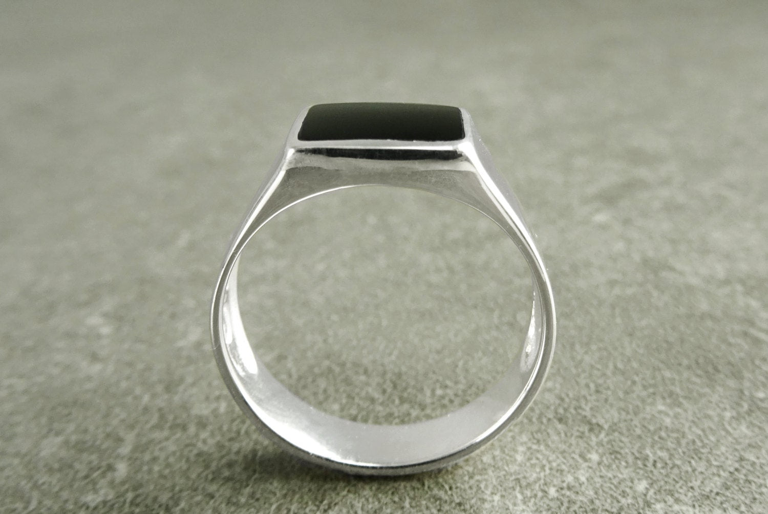 Black Square Signet Ring • Sterling Silver • Onyx Stone Design • Handmade Jewelry