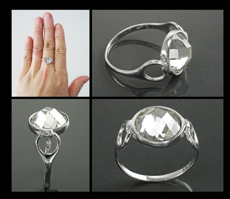 925 Ring Sterling Silver, Original Round Stone Ring, Lab Diamonds simulant (CZ), Round modern Ring, Bridal Ring, Unique Setting Ring