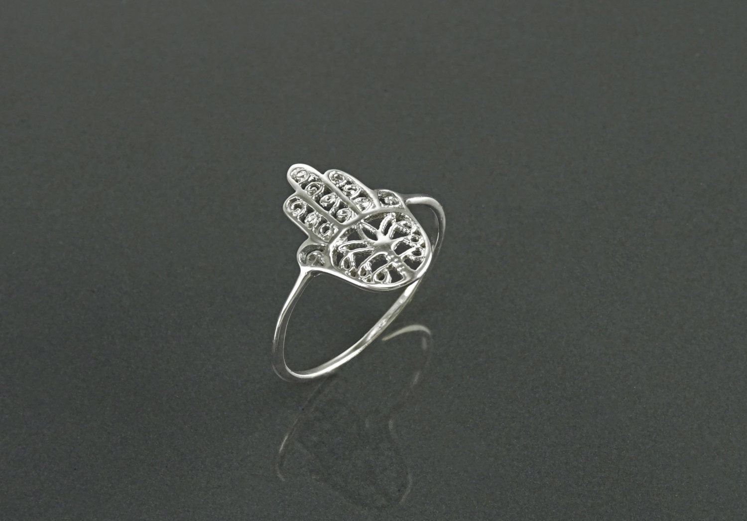 Hamsa Ring, Sterling Silver, Good Luck, Hand of Fatima Ring, Dainty Midi Ring, Hand of God, Filigree Hamsa Ring, against evil eye Ring