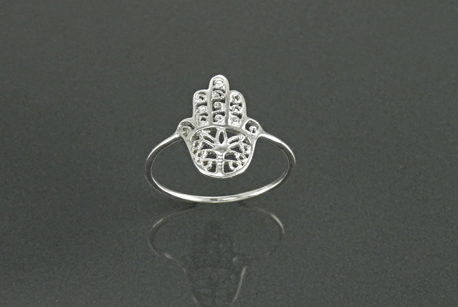 Hamsa Ring, Sterling Silver, Good Luck, Hand of Fatima Ring, Dainty Midi Ring, Hand of God, Filigree Hamsa Ring, against evil eye Ring
