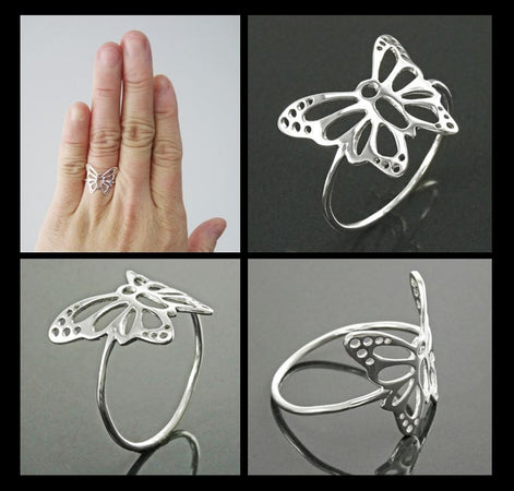 Filigree Butterfly Ring, Sterling Silver Ring, Cute Butterfly Ring, Lace Ring, Stackable Ring, Midi Ring, Filigree Ring, Popular Boho Ring