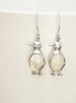 Sterling Silver Penguin Earrings, Mother of Pearl Dangle Earrings