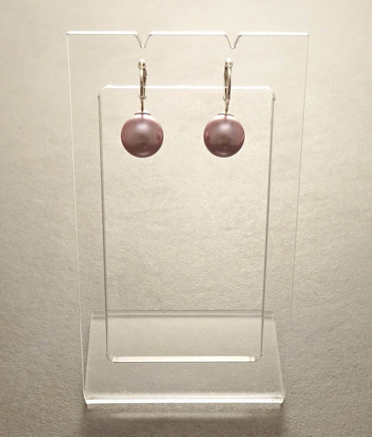 Purple Earrings, Sterling Silver, GENUINE Shell Pearl Jewelry, Lever Back Earrings, Minimalist 10 mm Balls, Prom, Wedding, Bridesmaids Gifts