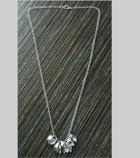 Leaves Necklace, Sterling Silver, nature inspired collar, handcrafted foliage design, woman gift